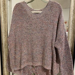Express Balloon Sleeve Keyhole Back Sweater